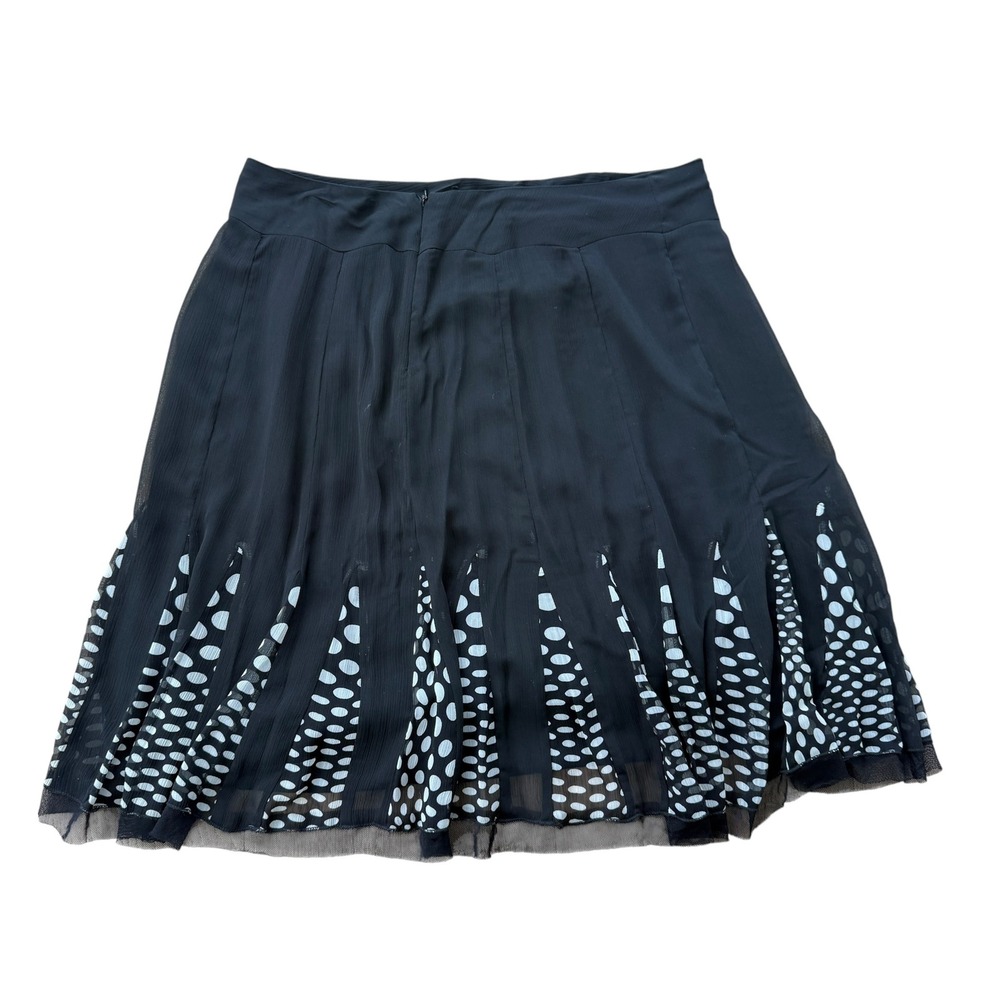 Studio JPR Pleated Polka Dot Mesh Skirt Y2K Flowy Midi Medium Black - Picture 2 of 8